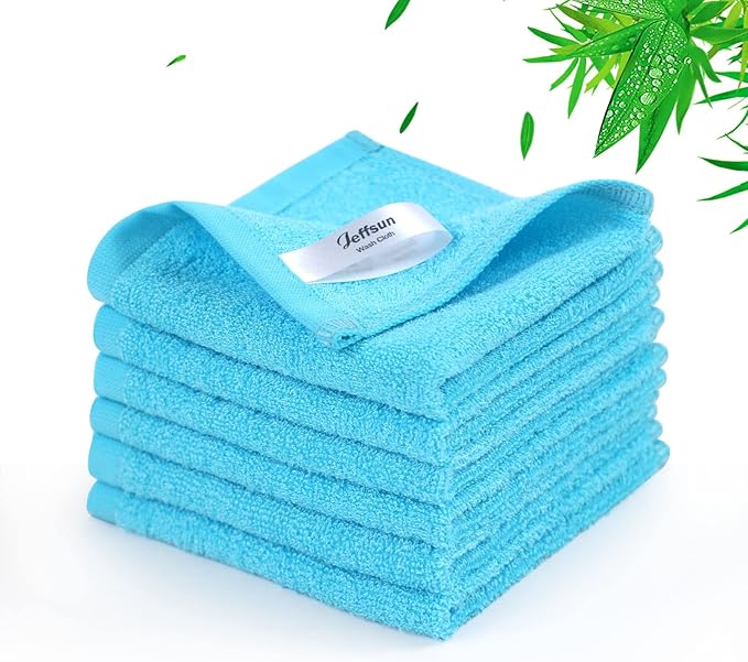 Baby Washcloths 6 Pack, 10x10 inch Heavenly Soft Blue Wash Cloths for Face and Body, Gentle & Safe Face Towels on Sensitive Skin, Baby Essentials Shower Gifts for Boy Infant Kid Toddler Children