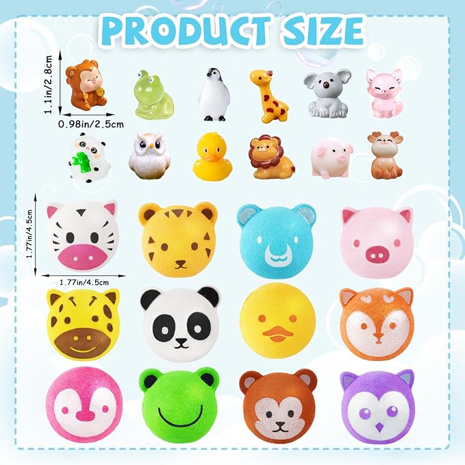 Bath Bombs for Kids with Surprise Toys Inside, 12 Pcs Bubble Bath Fizzy Balls with 12 Animal Shapes, Natural Bath Bombs Valentine's Day Easter Children's Day Gift Set for Kids Girls Boys Toddlers