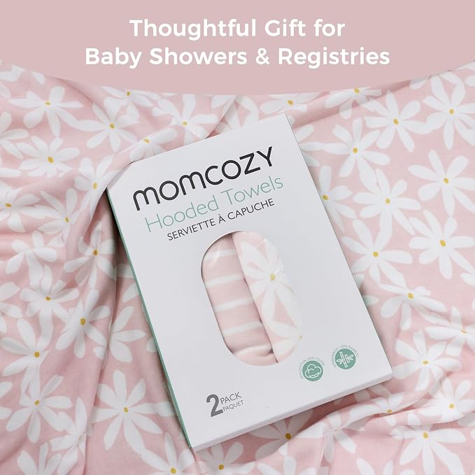 Momcozy Baby Towel with Hooded - Ultra Soft & Absorbent Large Bath Towel Set for Comfort & Gentle on Baby's Skin - Shower Gift & Bath Essential & Baby Registry Search for Newborn,Infant,Toddler,Kids