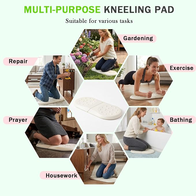 Babylush Foam Waterproof Comfortable Kneeling Pad,Beige,21×11×1.2 in | Soft Material,Anti-slip,Easy to Clean,Portable,Foldable,Gardening,Baby Bathing,Exercise,Yoga,Workout,Pilates