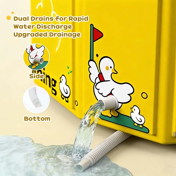 Collapsible Baby Bathtub, Portable Toddler Bathtub with Dual Drain, Foldable Baby Bath Tub for Shower Without Assembly, Small Water Play Pool for Travel & Home, Age 1-5