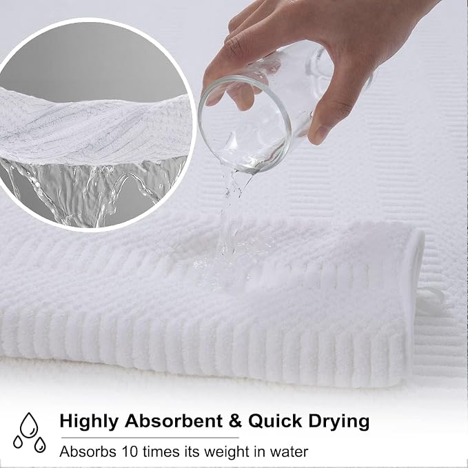 8 Pcs White Oversized Bath Towel Set-2 Extra Large Bath Sheets,2 Hand Towels,4 Washcloths Soft Bathroom Towels Highly Absorbent Quick Dry Beach Chair Towels Woven Towels for Hotel and Spa