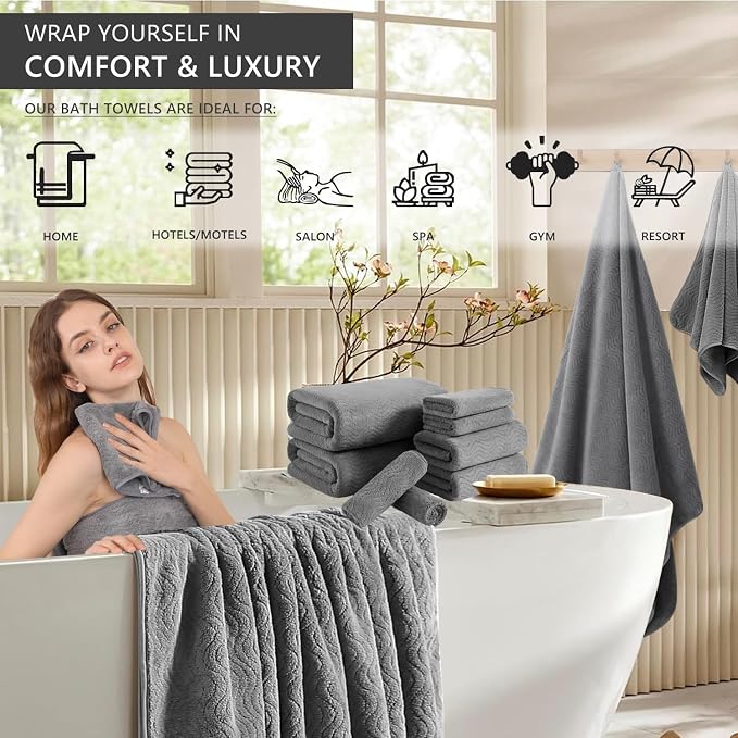 4 Pack Washcloths Set 13"x13",Grey Towel Set for Bathroom,Highly Absorbent & Quick Dry Premium Towel for Daily Use,Soft Microfiber Multipurpose Washcloths Towel Set for Hotel, Spa,Shower,Gym