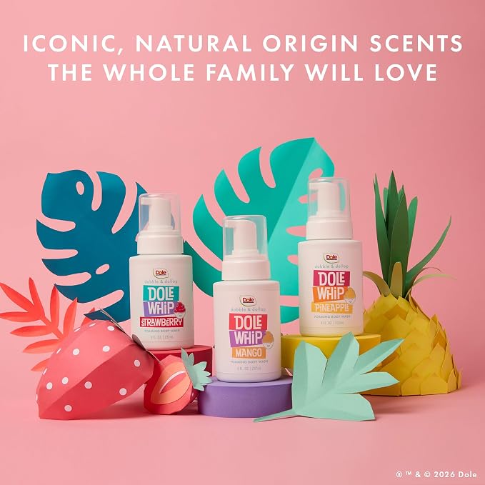 Dabble & Dollop Dole Whip® Foaming Body Wash Variety 3-Pack - Pineapple, Mango & Strawberry, Gentle Body Wash for Kids, Toddlers & Family, Sensitive Skin, Sulfate & Paraben Free (8 fl oz, Pack of 3)