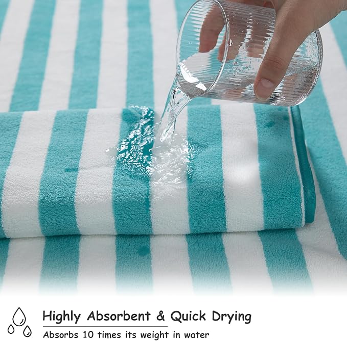 18 Pcs Turquoise Stripe Bath Towel Set with Hanging Loop-6 Bath Towels,6 Hand Towels,6 Washcloths Soft Family Towels Set Bathroom Towel Highly Absorbent Quick Dry Shower Towel for Beach Spa Gym Hotel