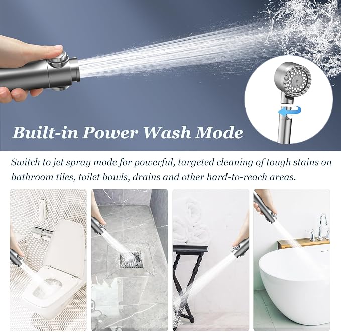 FEELSO Filtered Shower Head with Handheld, High Pressure 4 Spray Showerhead with Filters & Upgraded Anti-clog Nozzles for Hard Water -Remove Chlorine, Reduce Dry Itchy Skin -ON/OFF Switch for Pet Bath