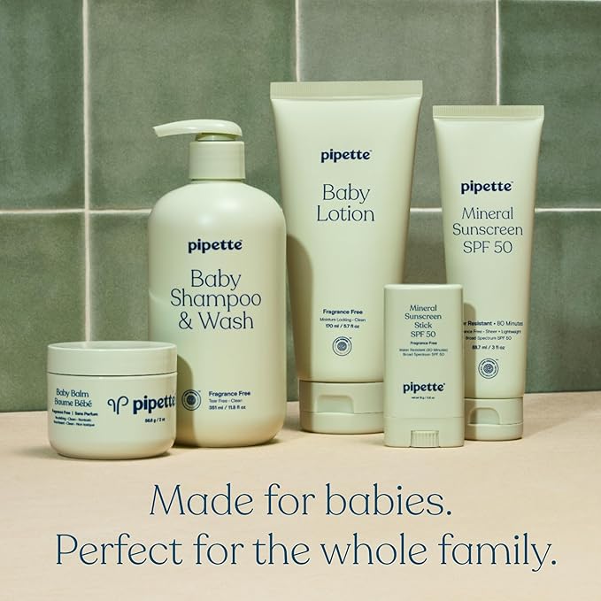 Pipette Vanilla + Ylang Ylang Wash and Lotion Duo, Pack of 2, Clean, Includes Baby Body Wash and Lotion for Newborns and Kids, Tear-Free Bath Time, Baby Bath and Newborn Essentials, Non-toxic
