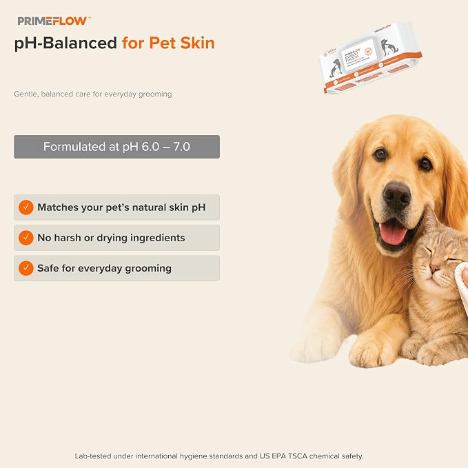 Pet Wipes for Dogs & Cats 100% Bamboo Grooming Wipes, 100 Count | Alcohol-Free, Fragrance-Free 8 x 8 in Plant-Based Wipes for Paws, Body, Face & Rear | Lab-Tested