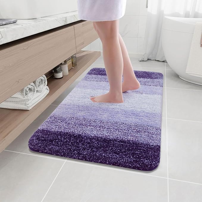 Arotive Microfiber Bathroom Rugs, Shaggy Soft and Absorbent Bath Rug, Thick Plush Machine Washable Dry Bath Mats for Bathroom, Tub and Shower, 40x24, Dark Purple, Rectangular