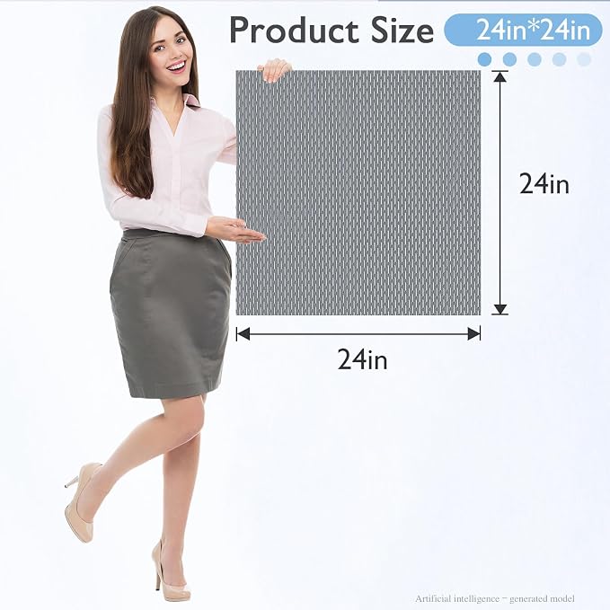 Extra Large Non-Slip Shower Mat, Fast-Dry PVC Bath Stall & Tub Mat, Drain-Hole Design,for Shower Stall Tub for Elderly/Kids，Non Slip Bathroom Safety Accessory，Gray 24"x24"