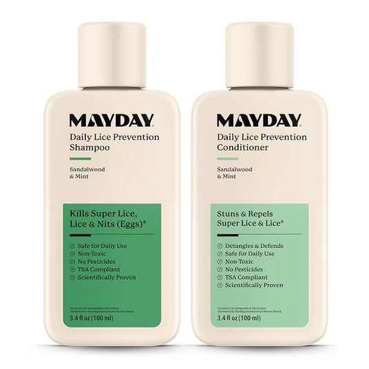 MAYDAY 3.4oz Shampoo & Conditioner Bundle - Sandalwood & Mint, Daily Cleansing and Conditioning for All Hair Types