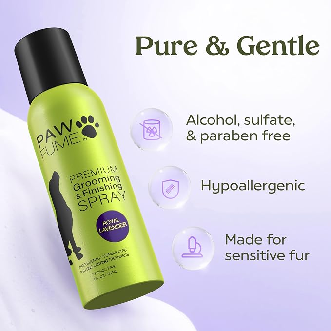PAWFUME Dog Detangler Grooming Spray, Royal Lavender, 2-Pack – Keeps Pups Fresh All Day – Hypoallergenic, Alcohol-Free, Detangling & Moisturizing – Salon-Quality Dog Necessities for Coat & Fur Care