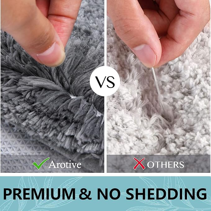 Arotive Microfiber Bathroom Rugs, Shaggy Soft and Absorbent Bath Rug, Thick Plush Machine Washable Dry Bath Mats for Bathroom, Tub and Shower, 59x17, Grey, Rectangular
