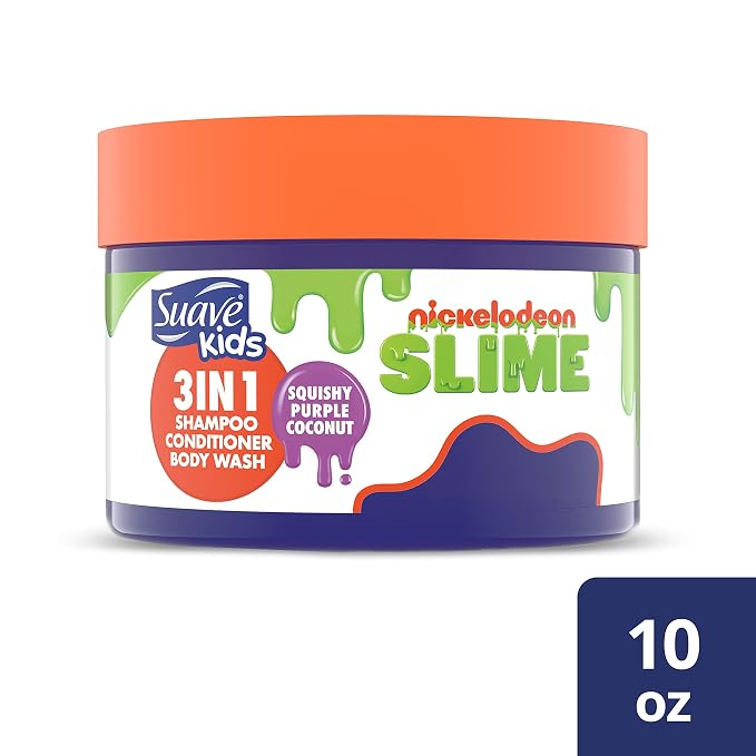 Suave Kids Shampoo, Conditioner, Bodywash 3 in 1 For Ease Squishy Purple Coconut Tear-Free 10 oz