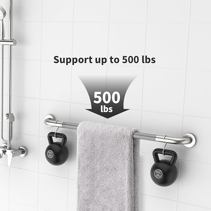 42 Inch Anti-Slip Grab Bar, ZUEXT Brushed Nickel Extra Long Stainless Steel Bathroom Safety Assist Handle w/Knurled Grip, Wall Mounted Support Rail for Bathtub, Shower, Toilet Seniors Handicap Safety