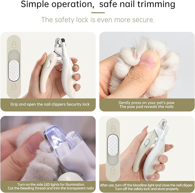 Illuminated Pet Nail Clipper with LED Update Version Cat & Kitten Claw Nail Clippers for Trimming Puppy,Rabbit,Kitten & Small Dog Sharp & Safe Ergonomic Design Professional (Blue)