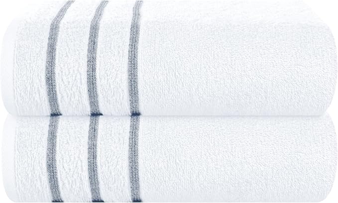 MyOwn Cotton 2 Pack Oversized Bath Towel Set 28x55 inches, Large Bath Towels, Ultra Absorbant Compact Quickdry & Lightweight Towel, Ideal for Gym Travel Camp Pool - White, 71615