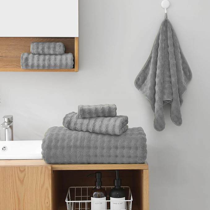 KBY Bath Towels Set of 2, Extra Large Bath Sheets 40X80 Inches,Quick Dry, Ultra Soft，Durable & Super Absorbent Oversized Bathroom Towel Sets for Adults, Gym, Spa, Pool & Hotel（ Gray）