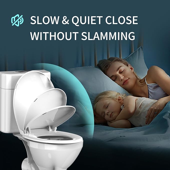Round Toilet Seat 16.5 Inch, Soft Close Toilet Seat, Quiet No Slam Toilet Lid, Easy Install & Quick Release, Durable PP Plastic, Easy Clean, Fits Most Standard Round Toilets, White