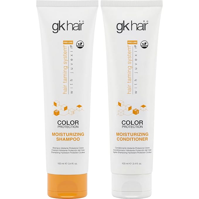 GK HAIR Travel Size Shampoo Conditioner set | Curly Hair Shampoo & Conditioner For Color Protection | Made with Aloe vera, Parki Butter | Free of Parabens Phthalates Sulfate Free 3.4 Fl Oz