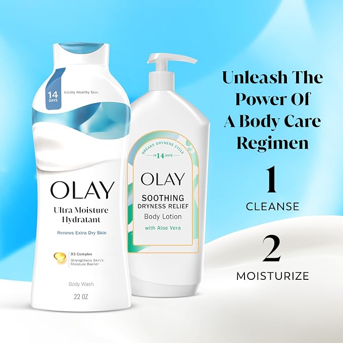 Olay Body Wash for Women, Ultra Moisture, For Extra Dry Skin, 24hr Moisturizing, Hydrating & Refreshing, B3 Vitamin Complex, Free of Parabens & Phthalates, Scented, 22 fl oz,(Pack of 2)