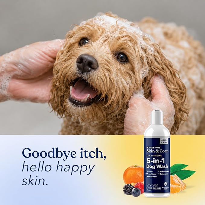 Honest Paws Dog Shampoo and Conditioner - Premium Dog Wash for Allergies and Dry, Itchy, Moisturizing for Sensitive Skin - Sulfate Free, Plant Based, All Natural -16 Fl Oz