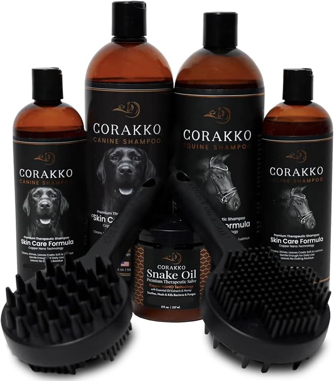 Corakko - Horse Shampoo - Premium Therapeutic Skin Care Formula - Nano-Copper Technology - Leaving Coat Conditioned & Protected Against Itching, Bites, & Preventing Skin Ailments - 16oz