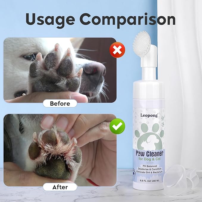Leopong Dog Paw Cleaner, Waterless Foam for Dogs & Cats, 2 Pack