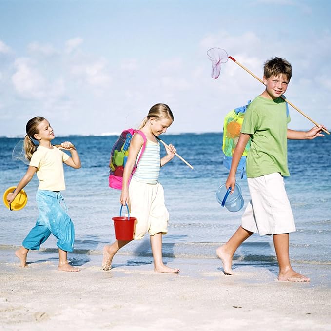 EocuSun Large Mesh Beach Bag Tote Durable Sand Away Drawstring Beach Backpack Swim and Pool Toys Balls Storage Bags Packs, Stay Away from Sand and Water, Toy Not Included