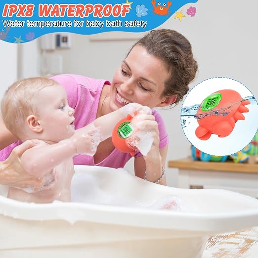Floating Crab Baby Bath Thermometer – Rechargeable Digital Pool & Bathtub Thermometer, Baby Shower Gifts, IPX8 Waterproof, Fahrenheit Display for Swimming Pools, Spas & Hot Tubs by BGYTWEYTD