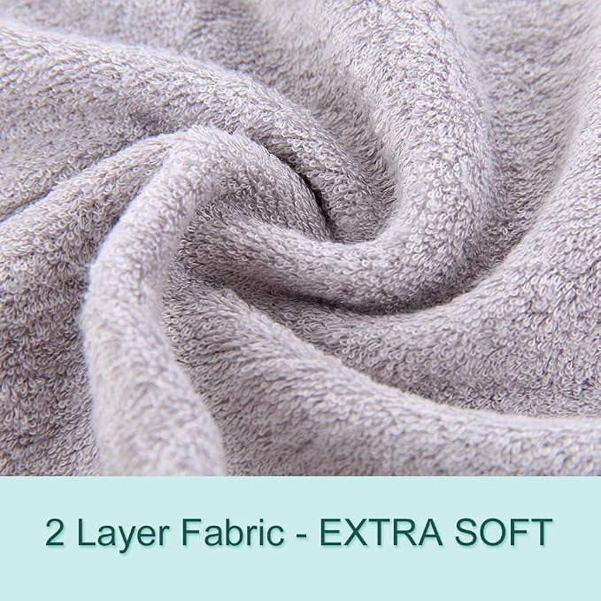 HIPHOP PANDA Baby Washcloths, Rayon Made from Bamboo - 2 Layer Ultra Soft Absorbent Newborn Bath Face Towel - Reusable Baby Wipes for Delicate Skin - Grey, 30 Pack