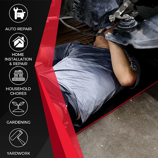 TOMMARS Heavy Duty Foldable Kneeling Pad 44.88", Thick Foam Work Mat with Handle & Tool Pockets, 5-Fold Mechanic Kneeling Pad Waterproof Non-Slip for Garage, Automotive Repair & Workshop | Five 15.35 x 7.48 x 0.9-Inch Panels, High-Density Foam, Tool Po...