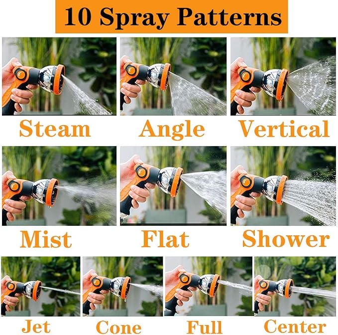Garden Hose Nozzle Spray Nozzle,10 Hose Metal Duty Watering Patterns Thumb Control On Off Valve, High Pressure Nozzle Sprayer for Watering Plants, Car Wash,Cleaning,Showering Pets Blue