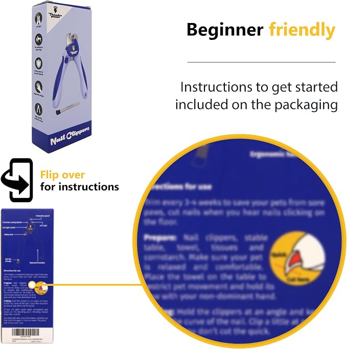 LED Dog Nail Clippers with Light Illumination, Trimmers with Protective Guard, Safety Lock and Nail File - Suitable for Large and Small Dogs & Cats (Blue)