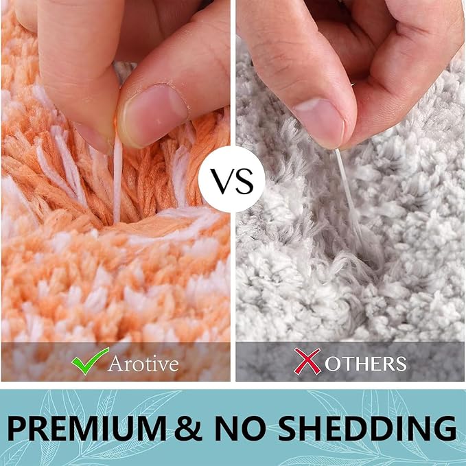 Arotive Microfiber Bathroom Rugs, Shaggy Soft and Absorbent Bath Rug, Thick Plush Machine Washable Dry Bath Mats for Bathroom, Tub and Shower, 47x24, Orange, Rectangular