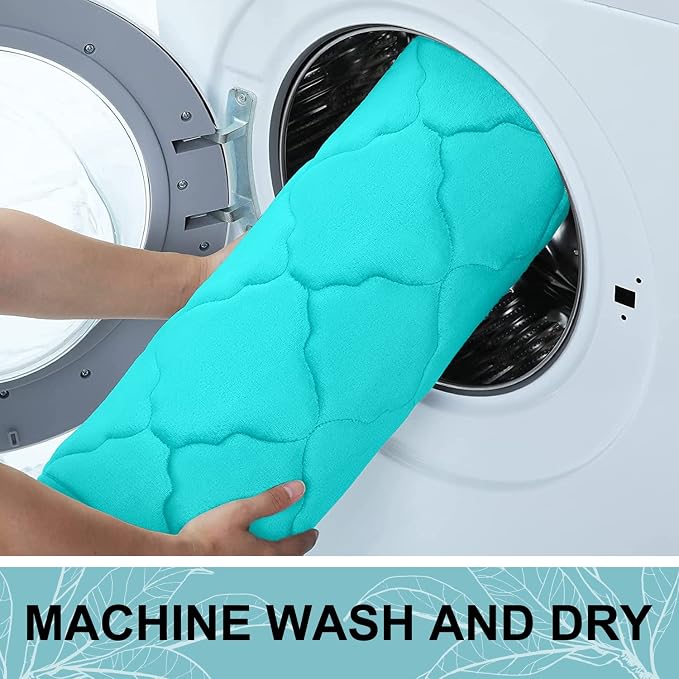 OLANLY Memory Foam Bath Mat Rug 59x20, Ultra Soft and Absorbent Bathroom Rugs, Non-Slip, Comfortable, Machine Washable Bath Carpet for Bathroom Floor, Tub, Shower and Home Decor Accessories, Teal