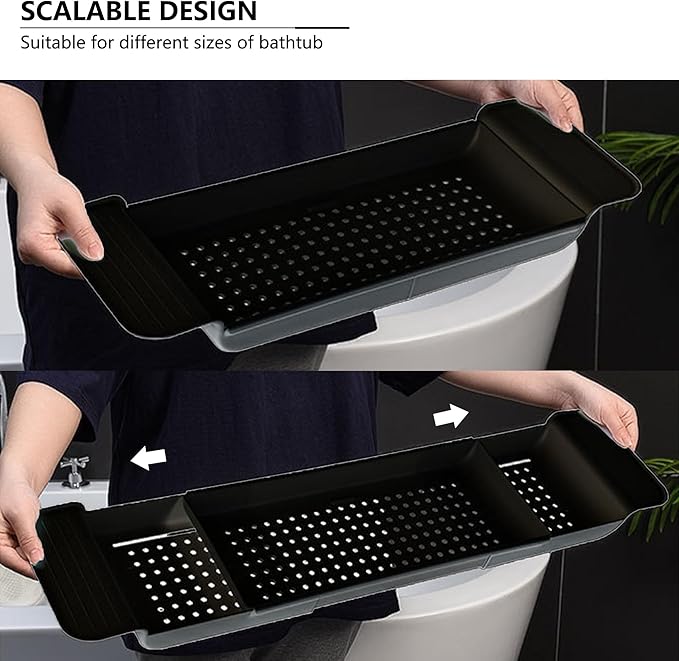 Bath Tub Tray - Stretchable, Strong Load-Bearing, Plastic, Anti-Slip Design - Ultimate Bathtub Caddy Tray