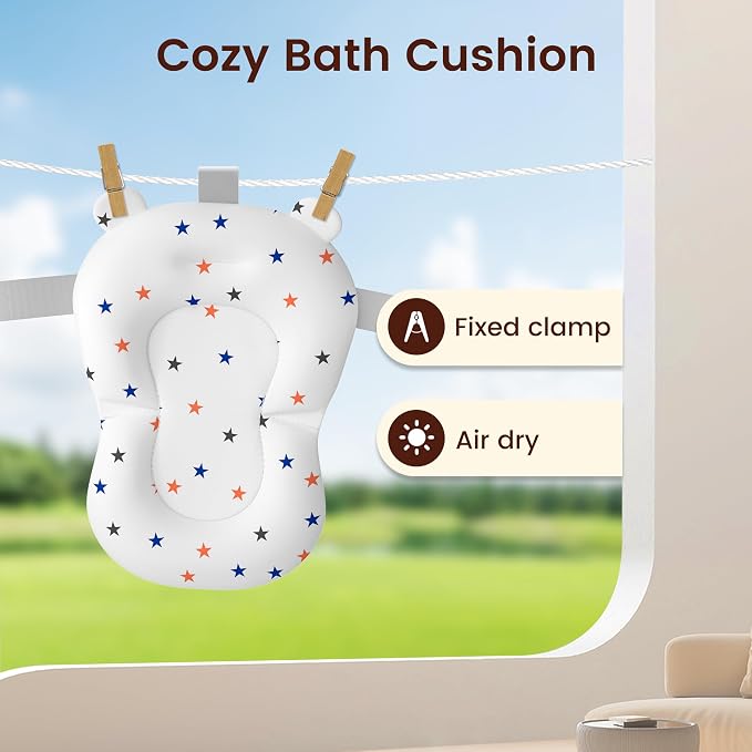 Baby Bathtub,Foldable Baby Bath Tub for Newborn to Toddler (0-18 Months) – Collapsible Infant Tub for Travel with Thermometer, Soft Cushion,Green