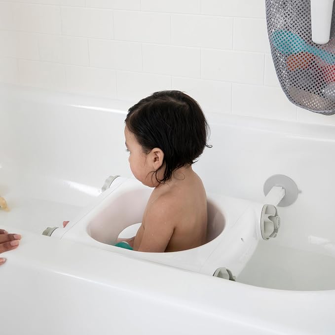 Regalo Baby Basics Baby Bath Seat with Suction Cups, Sit-Up Bath Support for Infants, Secure Baby Bath Chair for Bathtub, Easy Clean with Drain Holes, Fits Standard Tubs, White
