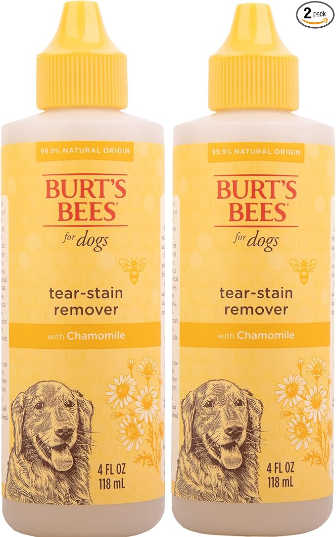 BURT'S BEES FOR PETS Tear Stain Remover for Dogs with Chamomile, 99.9% Natural Origin Formula, Gently Cleanses Eye Area and Removes Debris, Safe for Dogs and Puppies, Cruelty-Free, 4 Fl Oz - 2 Pack
