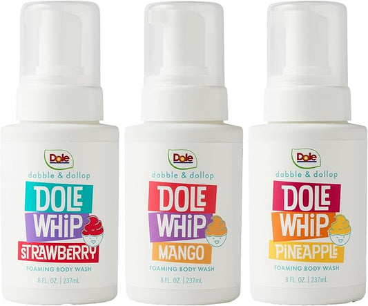 Dabble & Dollop Dole Whip® Foaming Body Wash Variety 3-Pack - Pineapple, Mango & Strawberry, Gentle Body Wash for Kids, Toddlers & Family, Sensitive Skin, Sulfate & Paraben Free (8 fl oz, Pack of 3)