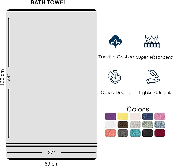 Hawmam Linen Pink Bath Towels 4 Pack Soft and Absorbent, Premium Quality Perfect for Daily Use 100% Cotton Towel 600 GSM