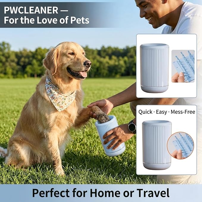 Portable Dog Paw Cleaner for Dogs and Cats, Muddy Pet Foot Washer, Small to Medium Breed Paw Washer, Blue