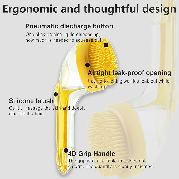 Brush with Soap Dispenser - 2-in-1 Dog Shampoo Brush & Massager,2025 Pet Bath Scrubber for Effective Cleaning and Grooming of Long/Short Haired Dogs and Cats During Bath Time-yellow