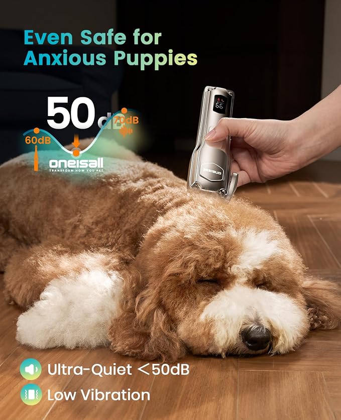 oneisall PC18 Dog Clippers for Grooming for Thick Coat | 6800 RPM High-Speed, Detachable Stainless Steel Blades,4 hours of battery life, Dog Shaver for Thick/Matted/Knotted/Hair