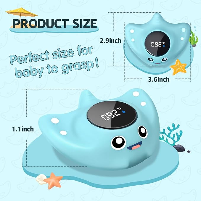 Baby Bath Thermometer - BabyElf Safety Bathtub Thermometer - Floating Bathing Toy for Infant - New Upgraded Mute Visual Alert, Gift for Mom and Newborn Only for Fahrenheit
