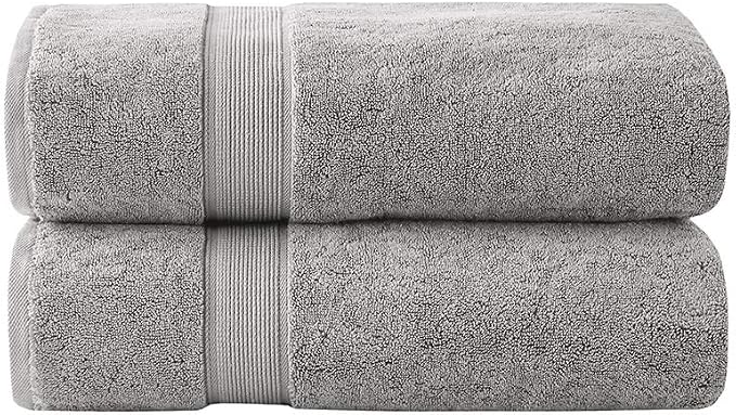 Madison Park 800GSM 100% Cotton Luxurious Bath Towel Set Highly Absorbent, Quick Dry, Hotel & Spa Quality for Bathroom, Bath Sheet 34" x 68", Silver 2 Piece