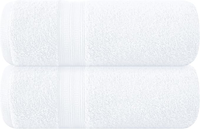 BOUTIQUO Cotton 2 Pack Oversized Bath Towel Set, Large Bath Towels 27x54, Ultra Soft, Absorbent, Compact, Quick Drying and Lightweight, Eco-Friendly and 100% Recyclable Towel Set - White