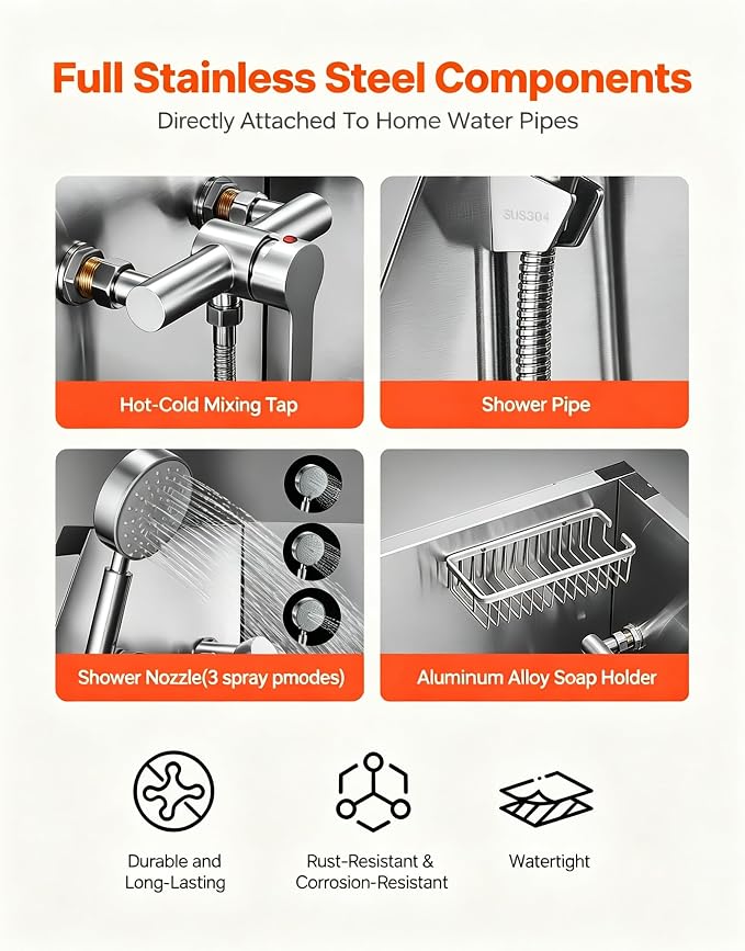 38”Professional Dog Washing Station 304 Stainless Steel Pet Wash Sink & Grooming Bath Tub,with Hot & Cold Faucet,Non-Slip Steps,Shower Head,Fits Medium,Small Dogs and Cats(Right Door)
