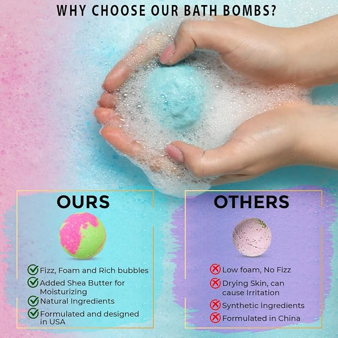 Bath Bombs for Women Gift Set - 24 Natural and Organic Bath Bombs with Essential Oils & Moisturizing Shea Butter, Spa Birthday Gift, Selfcare Gifts, Women, Teen Girls, Bridesmaid Gift